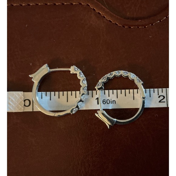 Jewelry - Diamond‎ Sterling Silver Hoop Earrings, tension set, 1.10 carats